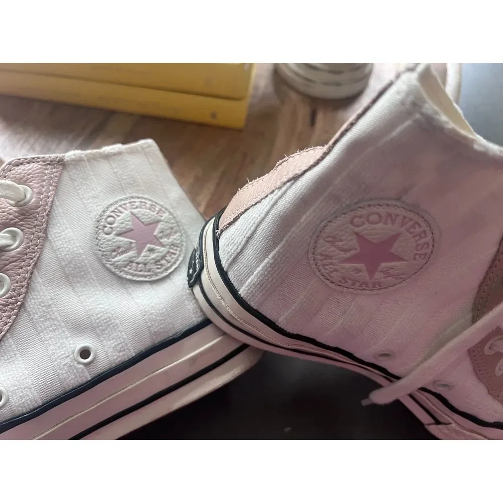 Converse Chuck 70 Striped High Top Sneakers Pink White 7.5